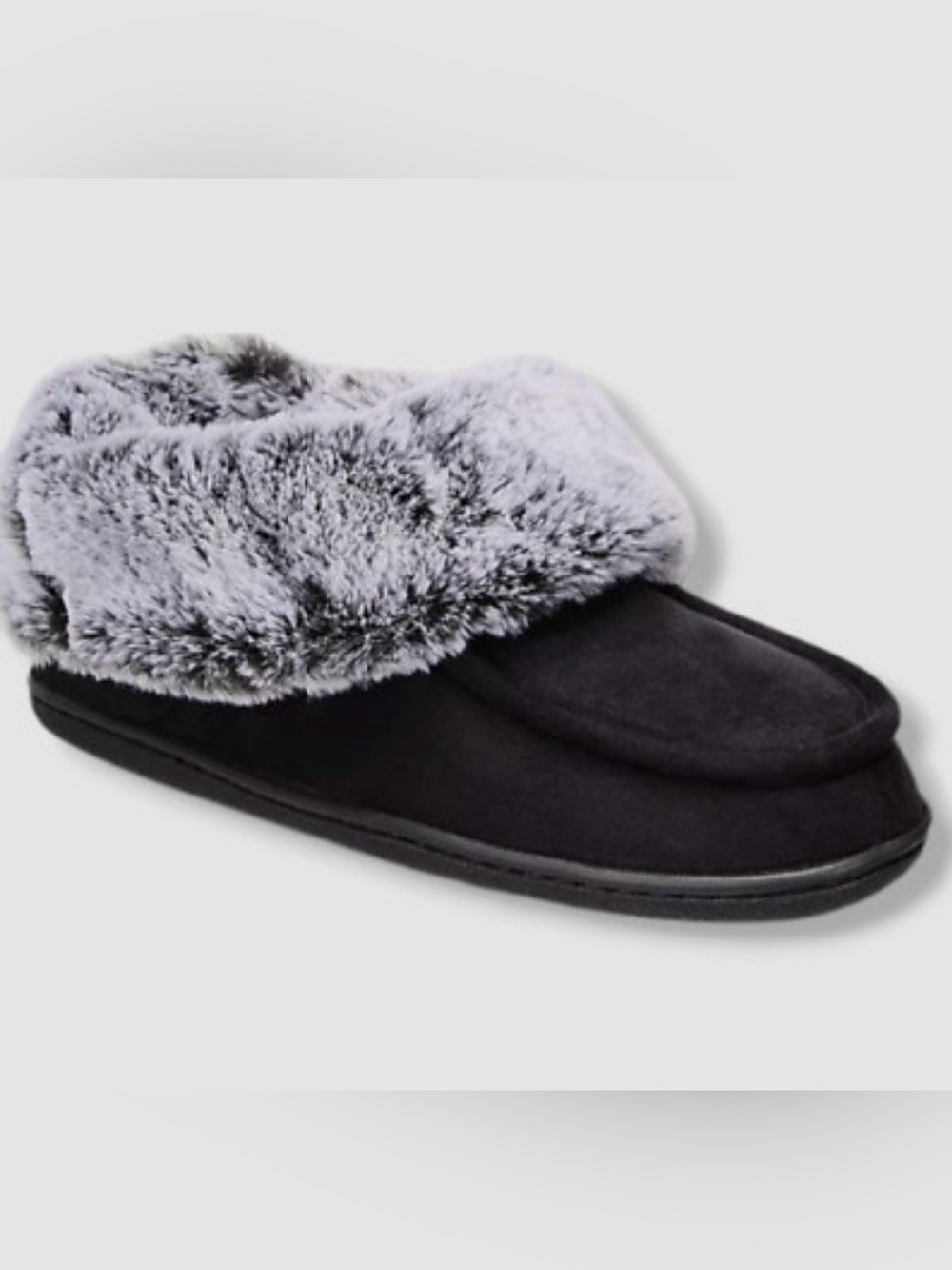 Cozy Faux-Fur Classic Lounging Black Women's Slippers XL 11-12